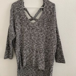 Grey crossed back, off the shoulder sweater